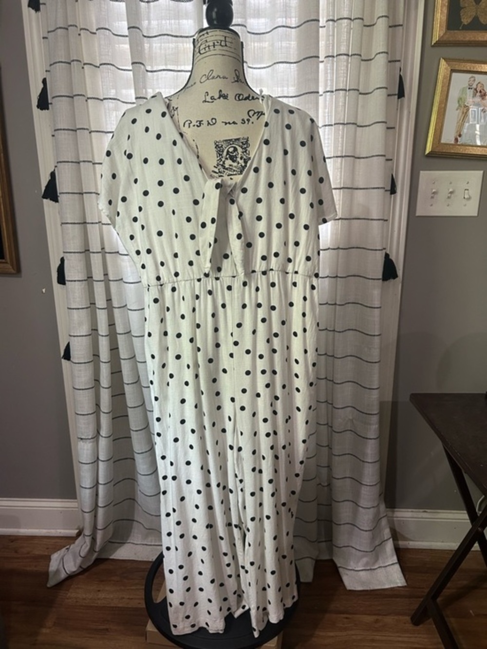 White Polka Dot Tie-Front Maxi Dress